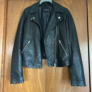 Madewell Black Leather Moto Jacket with Silver Hardware